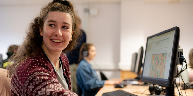 A student working in the departmental e-Lab.