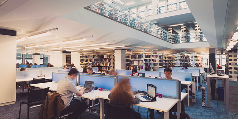 students studying in the University of York library